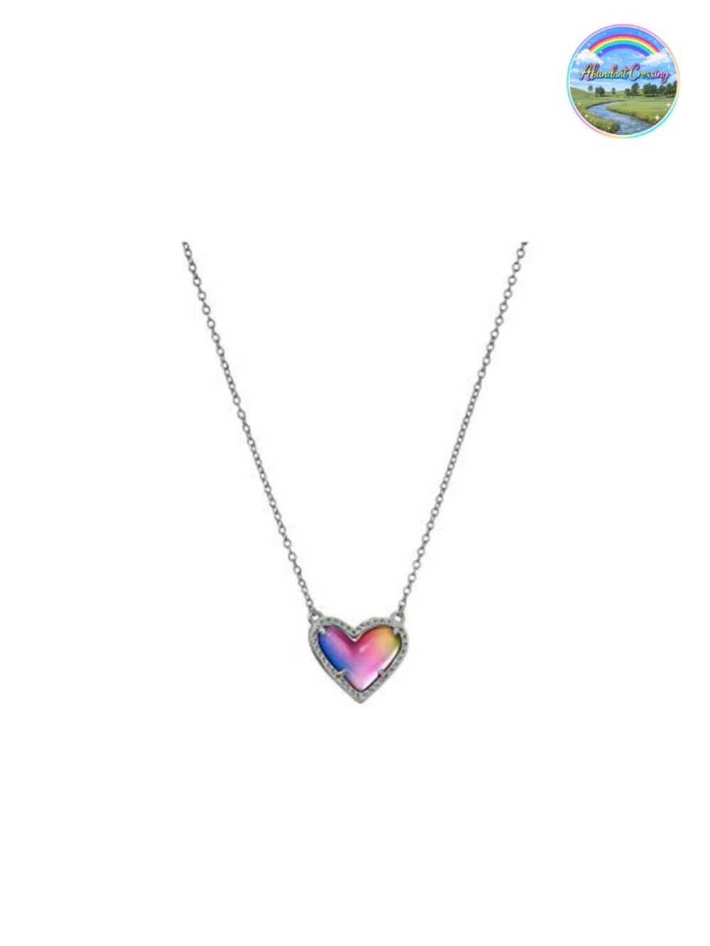 Kendra Scott Ari Heart Adjustable Length Pendant Necklace 14k Rhodium Plated